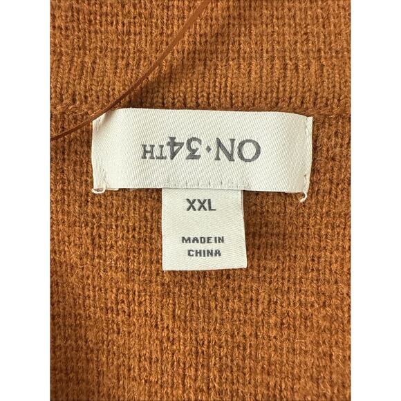 ON 34th Women’s XXL Boho Chic Rust Orange Knit Sweater Blazer Business Travel - Picture 4 of 12
